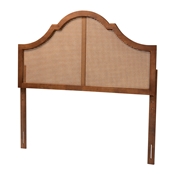 Baxton Studio Camila Classic and Traditional Ash Walnut Finished Wood Queen Size Headboard with Rattan